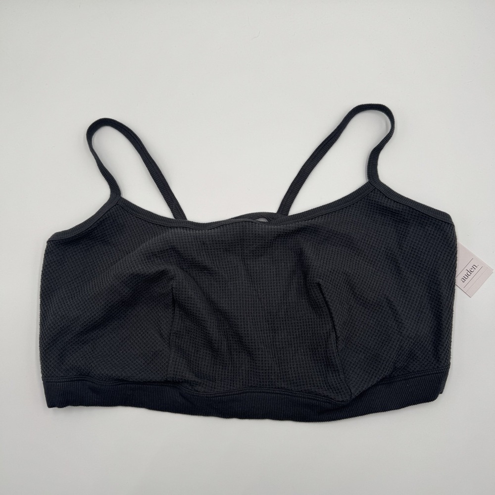 Auden Waffle Knit Unlined Bralette Gray Cotton Blend 3X Plus Size
